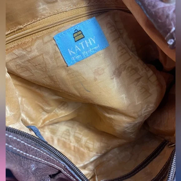 Kathy Van Zeeland Brown and Gold Shoulder Bag with Slouchy Silhouette - Picture 10 of 12